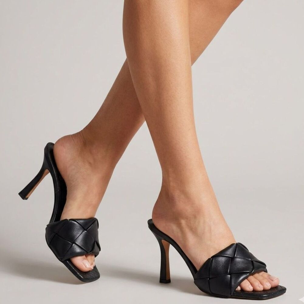 Vince Camuto Heeled Slide Sandals 6 Minimalist Cocktail Party Black Brelanie